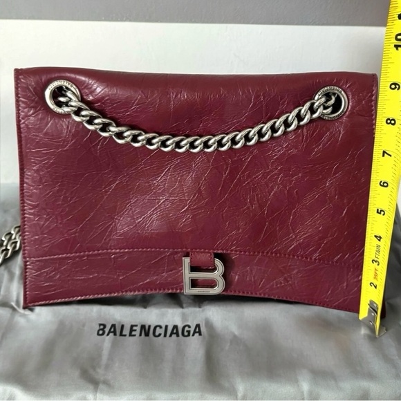 BALENCIAGA Crush Leather Medium  Chain Shoulder Handbag Tote Crossbody Purse New - Picture 9 of 15